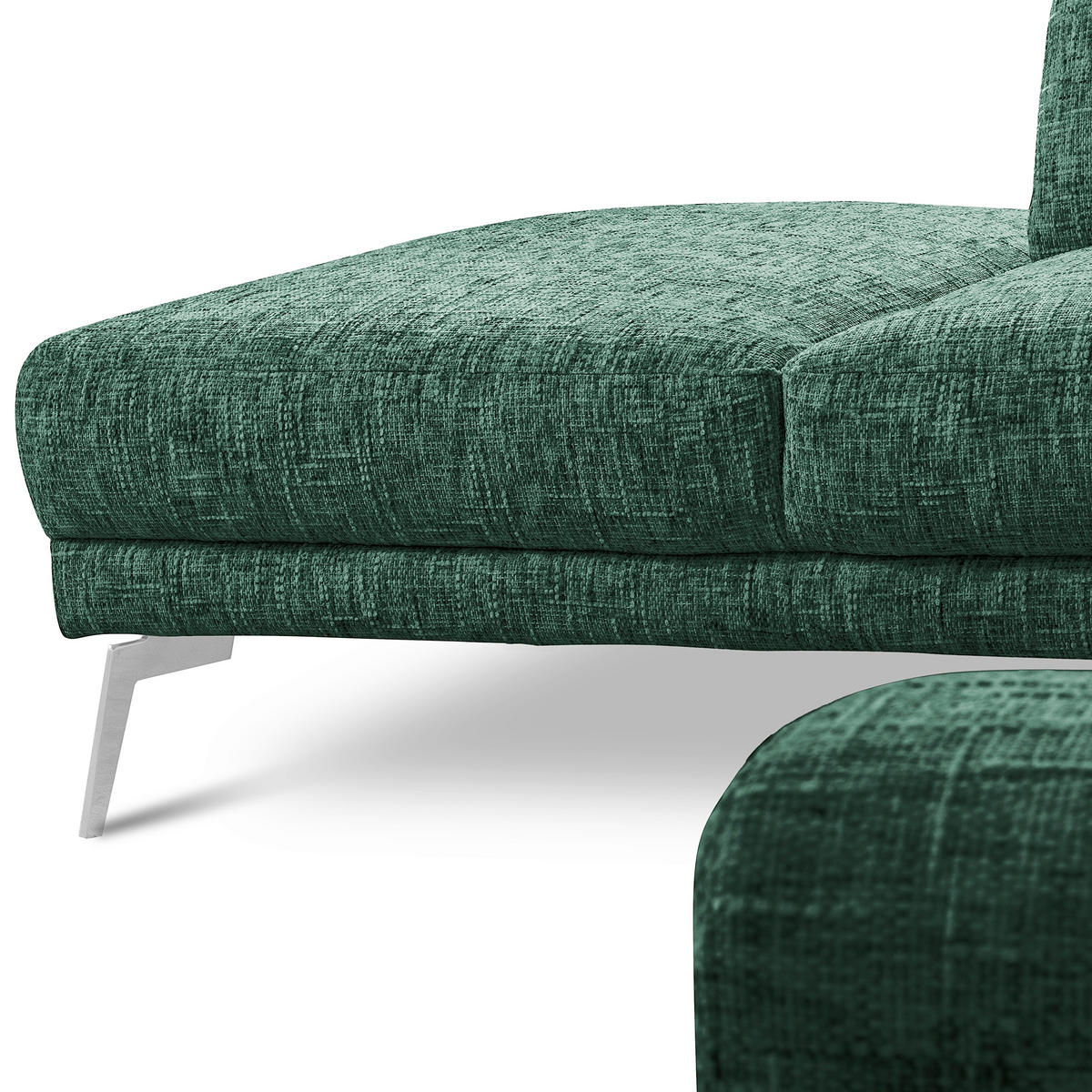 ECKSOFA  Webstoff Grün  - Chromfarben/Grün, Design, Textil/Metall (250/273cm) - Livetastic