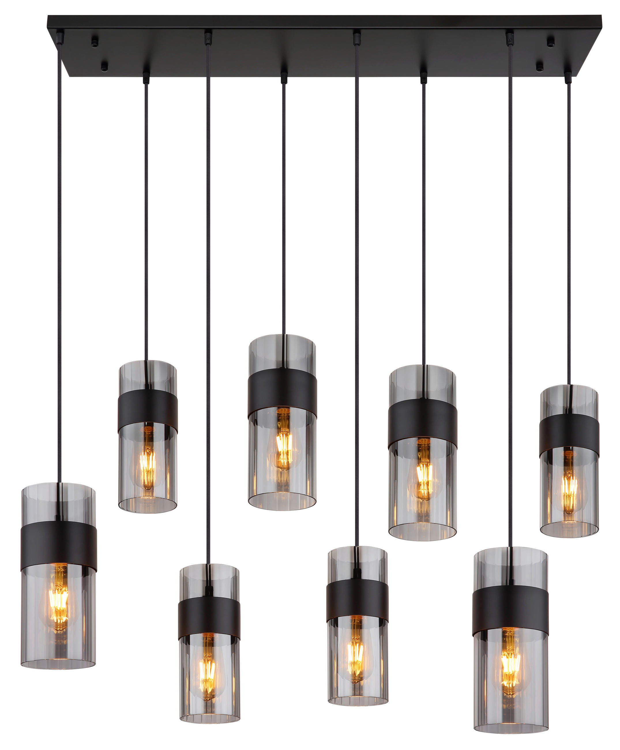 HÄNGELEUCHTE 102/28/150 cm    - Schwarz, Design, Glas/Textil (102/28/150cm) - Globo