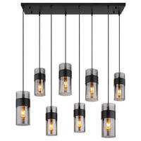 HÄNGELEUCHTE 102/28/150 cm    - Schwarz, Design, Glas/Textil (102/28/150cm) - Globo