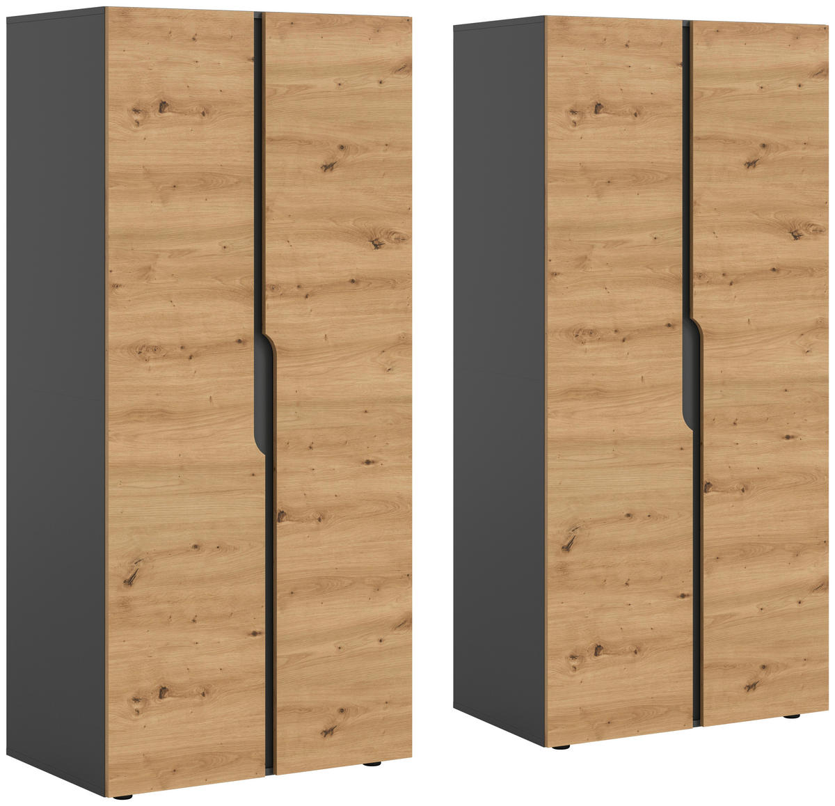 DREHTÜRENSCHRANK 160/180/51 cm,  in Anthrazit, Eiche Artisan, 4-türig  - Anthrazit/Eiche Artisan, MODERN, Holzwerkstoff (160/180/51cm) - MID.YOU