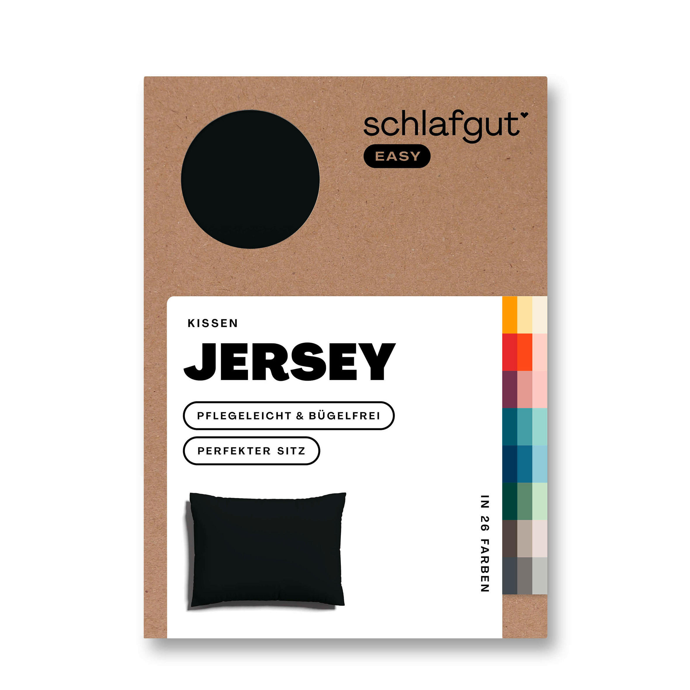 KOPFPOLSTERBEZUG EASY JERSEY 60/80 cm  - Schwarz, Basics, Textil (60/80cm) - Schlafgut