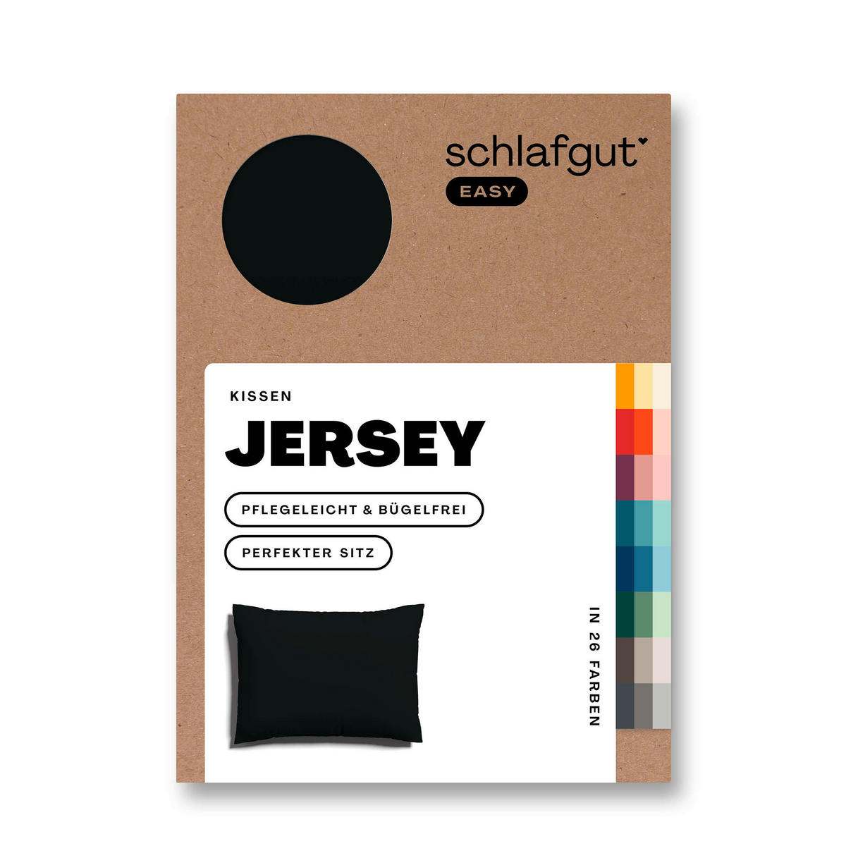 KOPFPOLSTERBEZUG EASY JERSEY 60/80 cm  - Schwarz, Basics, Textil (60/80cm) - Schlafgut
