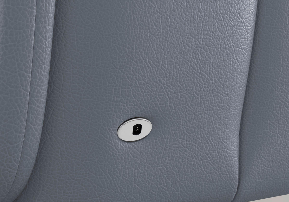 RELAXSESSEL TV TRIPLE SEVEN XTRA LARGE L3 Echtleder Kopfteilverstellung, Fußteilverstellung, Rücken echt    - Graublau/Schwarz, Basics, Leder/Metall (86/115/86cm) - Sit & More