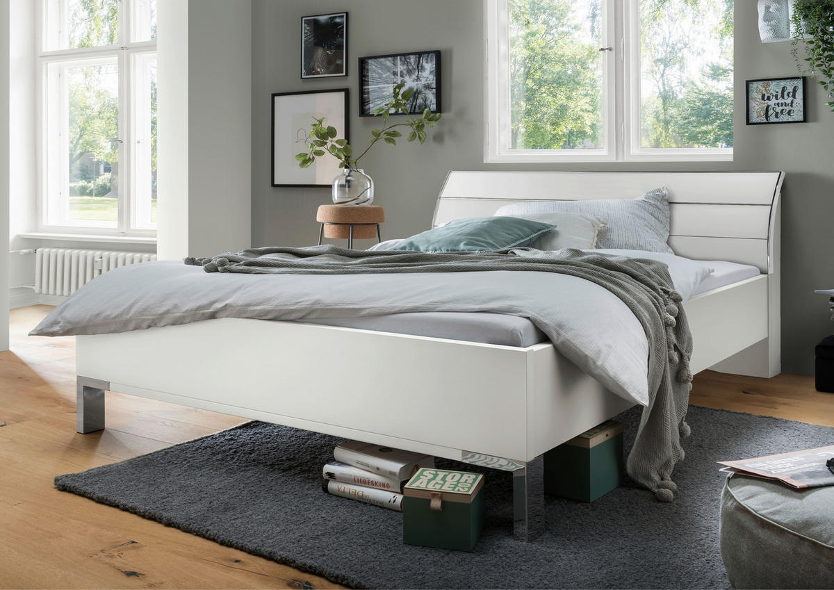 BETT 180/200 cm  in Weiss   - Chromfarben/Weiss, Konventionell, Holzwerkstoff/Metall (180/200cm) - Dieter Knoll