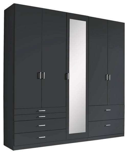 DREHTÜRENSCHRANK 226/210/54 cm 5-türig Grau  - Alufarben/Grau, Basics, Glas/Holzwerkstoff (226/210/54cm) - Xora