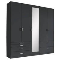 DREHTÜRENSCHRANK in Grau  - Alufarben/Grau, Basics, Glas/Holzwerkstoff (226/229/54cm) - Xora
