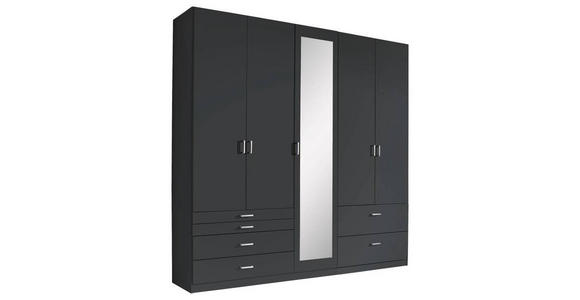 DREHTÜRENSCHRANK 226/210/54 cm 5-türig  - Alufarben/Grau, Basics, Glas/Holzwerkstoff (226/210/54cm) - Xora