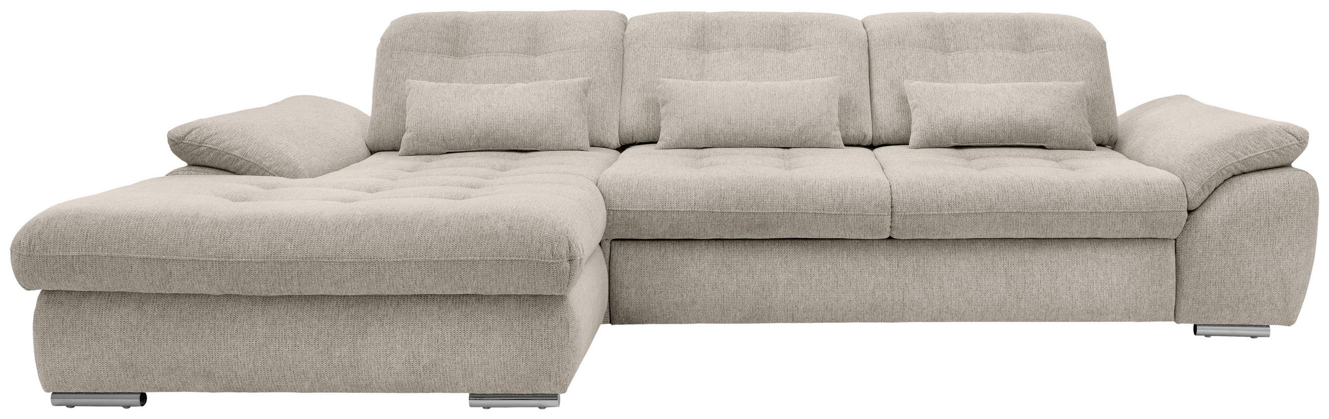 ECKSOFA in Chenille Beige - Chromfarben/Beige, Modern, Textil/Metall (184/314cm) - Livetastic