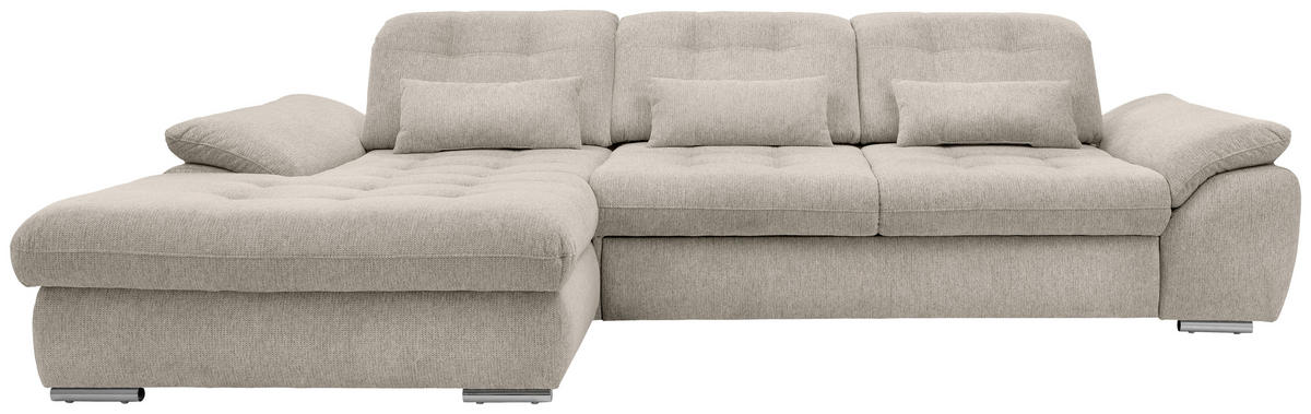 ECKSOFA Beige Chenille  - Chromfarben/Beige, MODERN, Textil/Metall (184/314cm) - Livetastic
