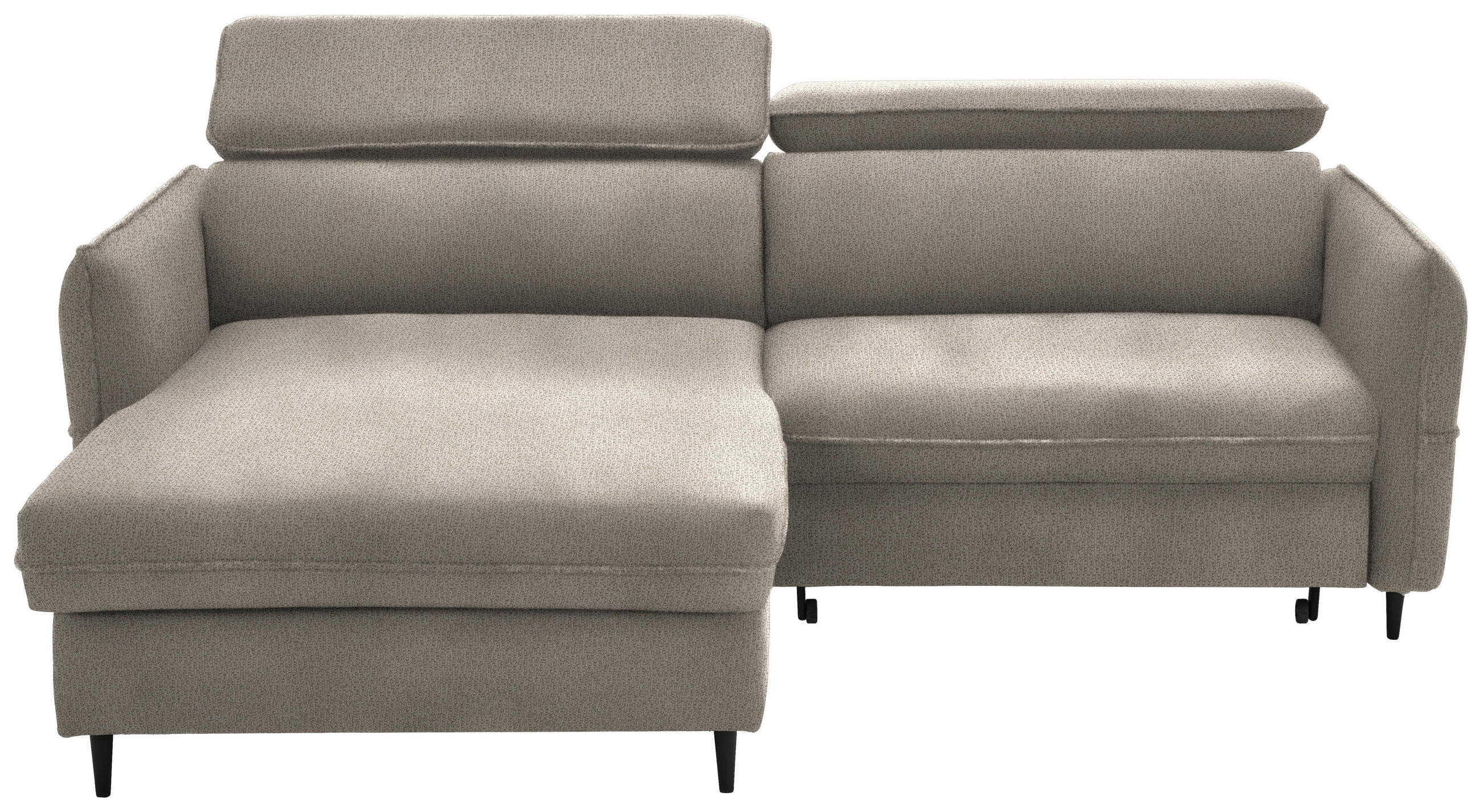 ECKSOFA in Flachgewebe Beige  - Beige/Schwarz, Design, Holz/Textil (185/232cm) - Stylife