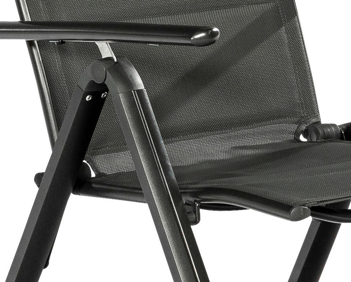 GARTENKLAPPSESSEL Aluminium Graphitfarben, Dunkelgrau  - Dunkelgrau/Graphitfarben, KONVENTIONELL, Textil/Metall (63/118/73cm) - Gardenson