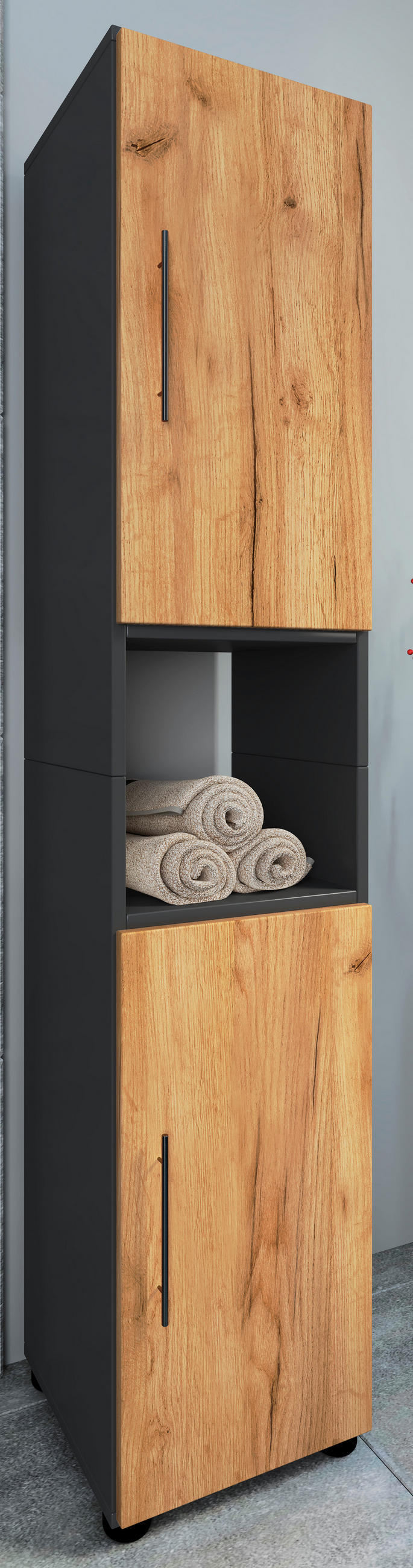 HOCHSCHRANK 31/160/30 cm  - Honigeiche/Anthrazit, MODERN, Holzwerkstoff/Kunststoff (31/160/30cm) - MID.YOU