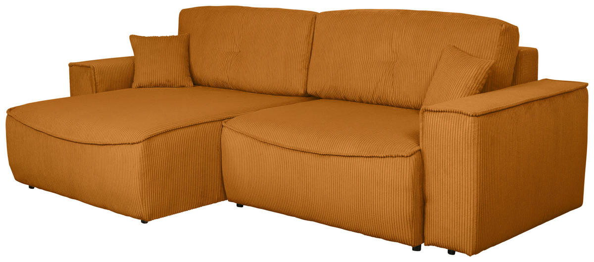 ECKSOFA Kupferfarben Cord  - Schwarz/Kupferfarben, KONVENTIONELL, Kunststoff/Textil (148/265cm) - Carryhome