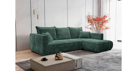 ECKSOFA Dunkelgrün Cord  - Dunkelgrün/Schwarz, MODERN, Holz/Textil (322/208cm) - Carryhome