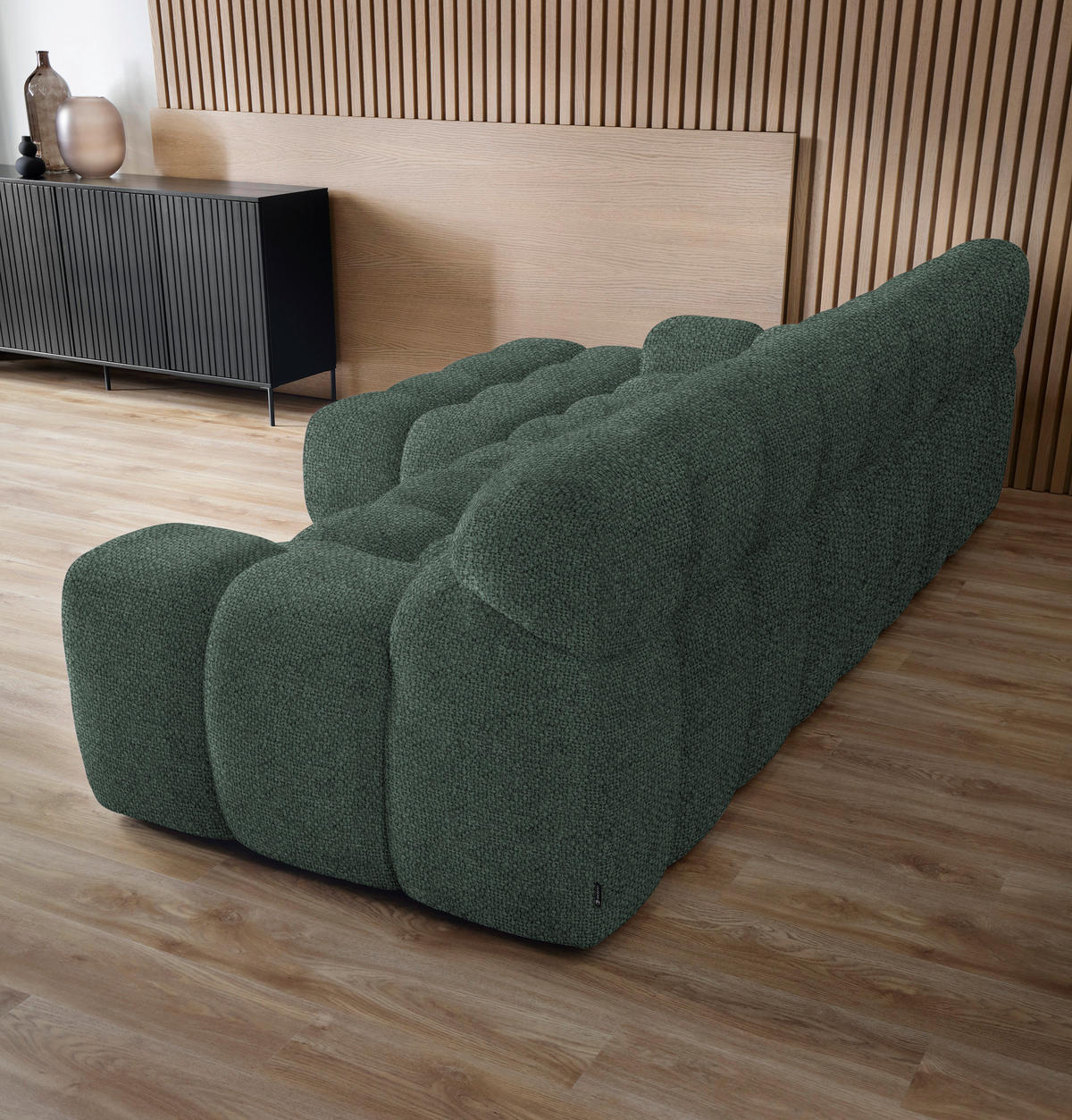 ECKSOFA in Webstoff Grün  180/297 cm  - Schwarz/Grün, MODERN, Kunststoff/Textil (180/297cm) - Welnova