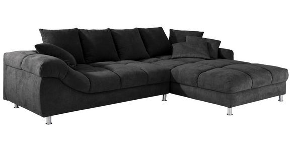 ECKSOFA in Webstoff Schwarz  - Chromfarben/Schwarz, Design, Textil/Metall (332/227cm) - Carryhome