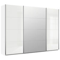 SCHWEBETÜRENSCHRANK Weiss, Weiss Hochglanz  - Weiss Hochglanz/Chromfarben, Design, Glas/Holzwerkstoff (315/229/62cm) - Xora