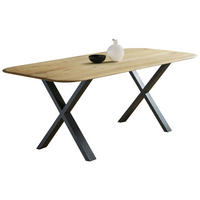 ESSTISCH Eiche massiv rechteckig Schwarz, Eichefarben  - Eichefarben/Schwarz, LIFESTYLE, Holz/Metall (200/100/75cm) - Linea Natura