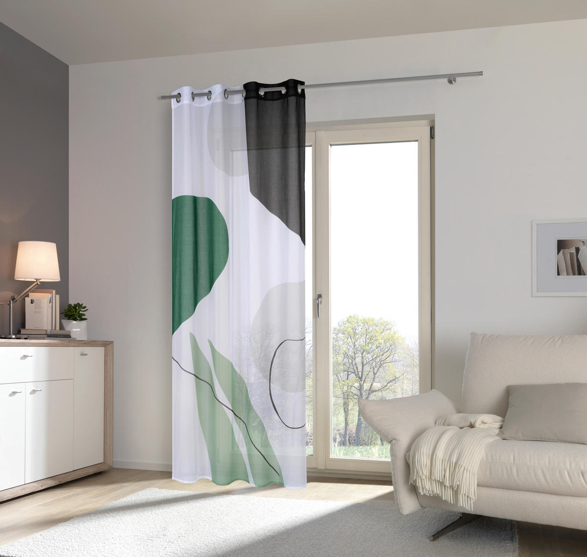 ZÁVĚS S OČKY, poloprůhledné, 140/245 cm - černá/zelená, Design, textil (140/245cm) - Esposa