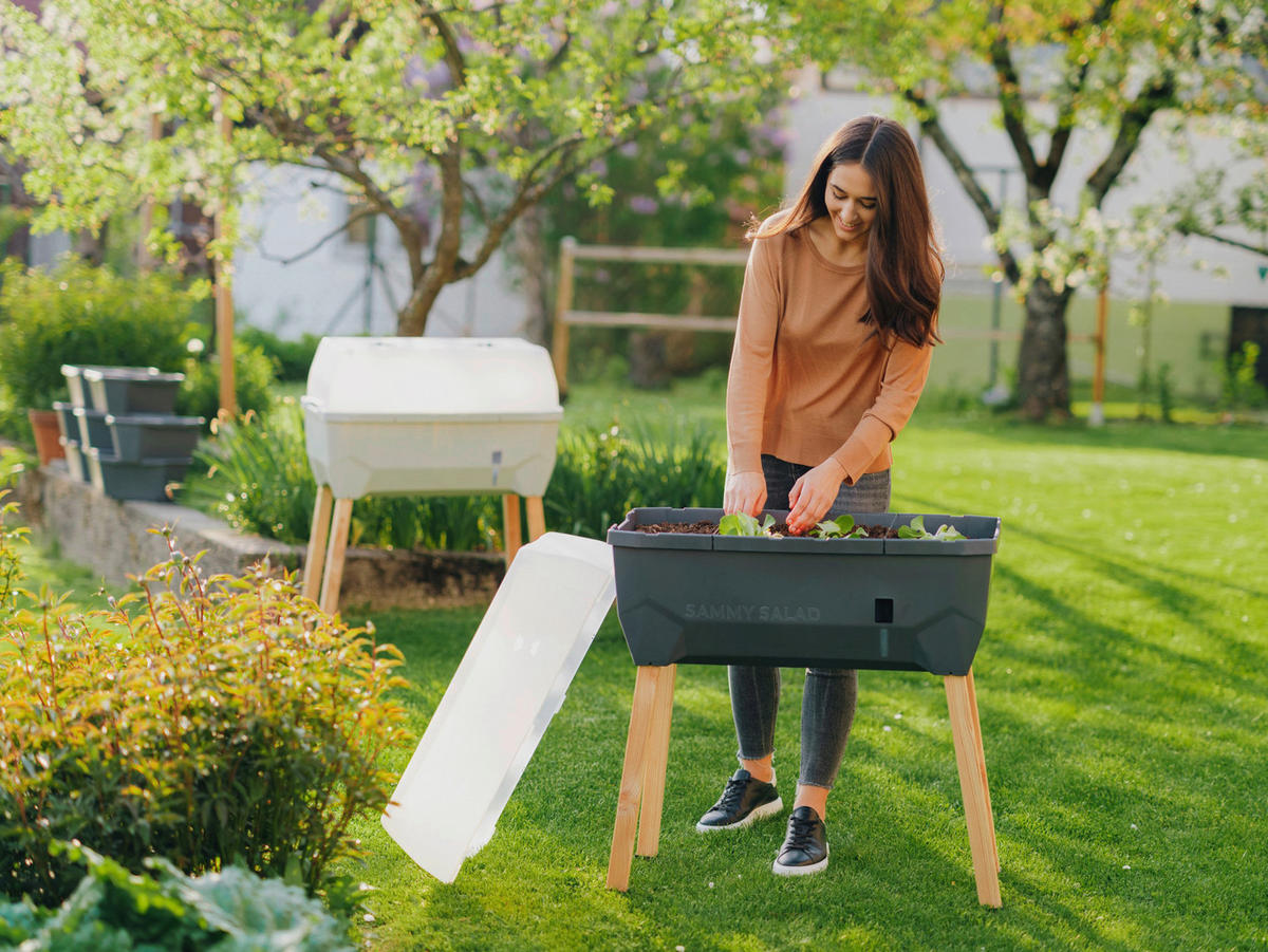 HOCHBEET 38/95/79 cm  - Anthrazit, Basics, Holz/Kunststoff (38/95/79cm) - Gusta Garden