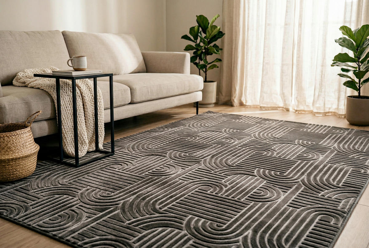 LÄUFER 80/150 cm Calma  - Anthrazit, Basics, Textil (80/150cm) - Kayoom