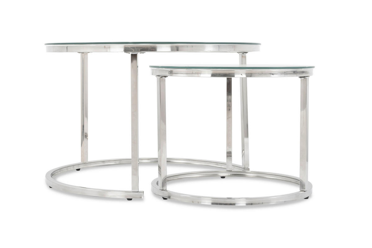 SET KLUB STOLIĆA višebojno, srebrne boje, bijela, prozirno  metal, staklo  - bijela/srebrne boje, Design, staklo/metal (50-70/50-70/38-45cm) - MID.YOU