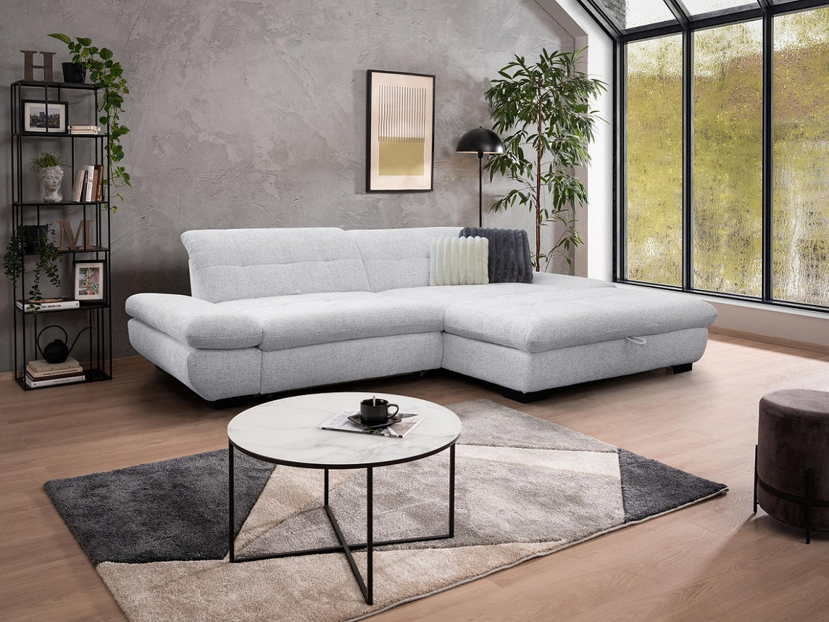 SAROKGARNITÚRA textil fehér  - fekete/fehér, Basics, textil/fém (290/198cm) - Xora