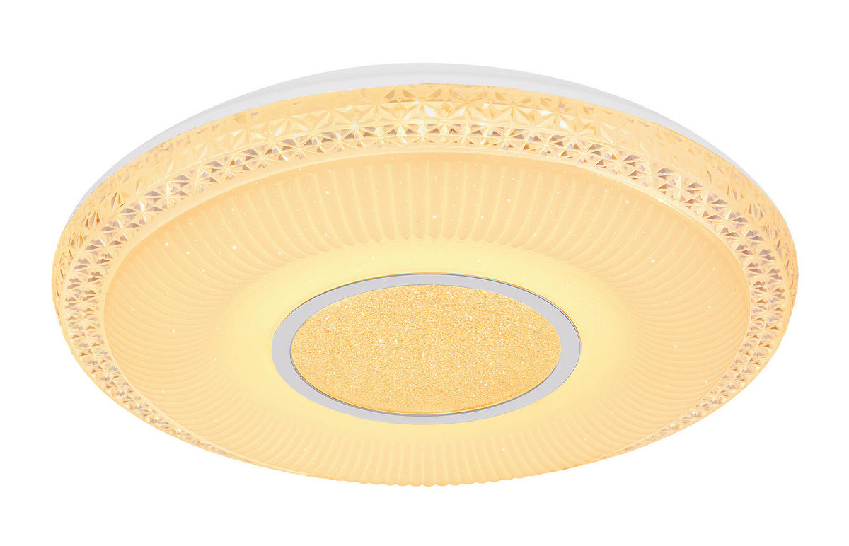 LED-DECKENLEUCHTE KLEMENS 50/9 cm   - Chromfarben/Opal, KONVENTIONELL, Kunststoff/Metall (50/9cm) - Globo