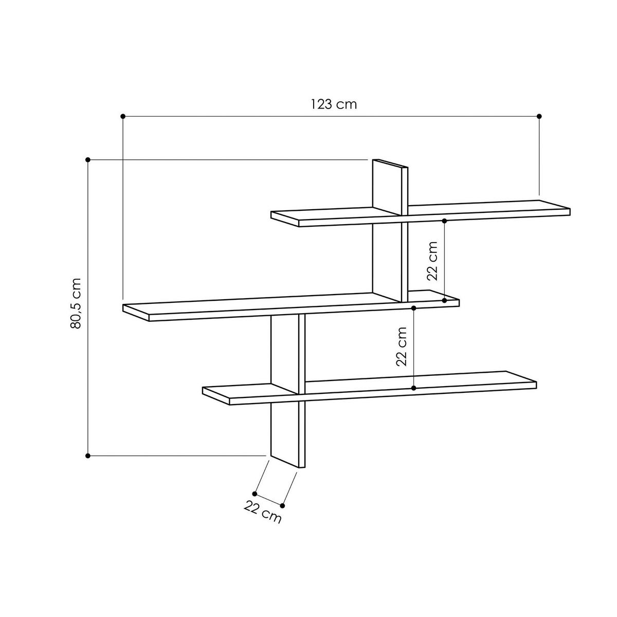 WANDREGAL 123/81/22 cm  - Anthrazit, Design, Holzwerkstoff (123/81/22cm) - Livetastic