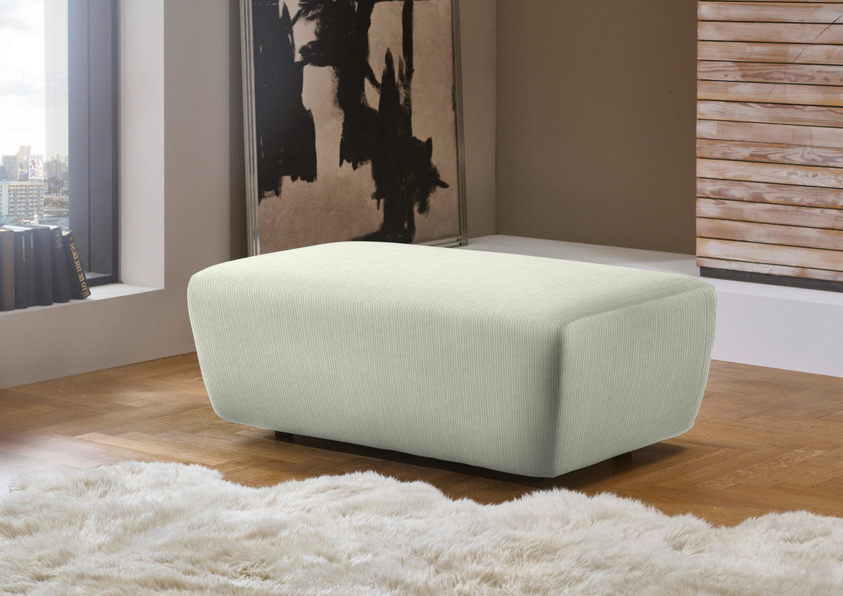 ECKSOFA Creme Feincord  - Creme/Schwarz, Design, Kunststoff/Textil (174/302cm) - Beldomo Style