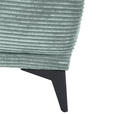 ECKSOFA  in Cord Mintgrün Rücken echt, Sitzvorzug  295/165 cm  - Schwarz/Mintgrün, KONVENTIONELL, Textil/Metall (295/165cm) - Carryhome