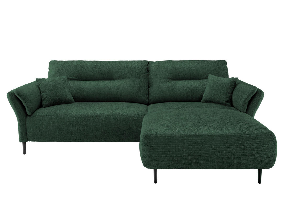 ECKSOFA in Struktur Waldgrün  - Waldgrün/Schwarz, Modern, Holz/Textil (269/172cm) - MID.YOU