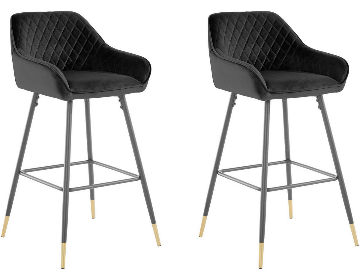 BARHOCKER in Metall, Textil Schwarz  - Gelb/Schwarz, Design, Textil/Metall (50/101/52cm) - MID.YOU