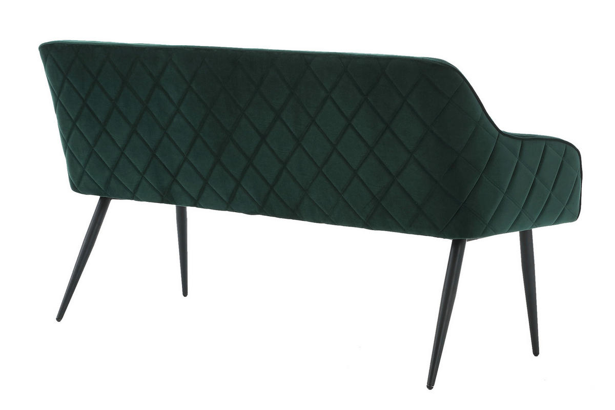 SITZBANK 160/85/61 cm Samt Waldgrün Metall  - Waldgrün/Schwarz, MODERN, Textil/Metall (160/85/61cm) - Livetastic
