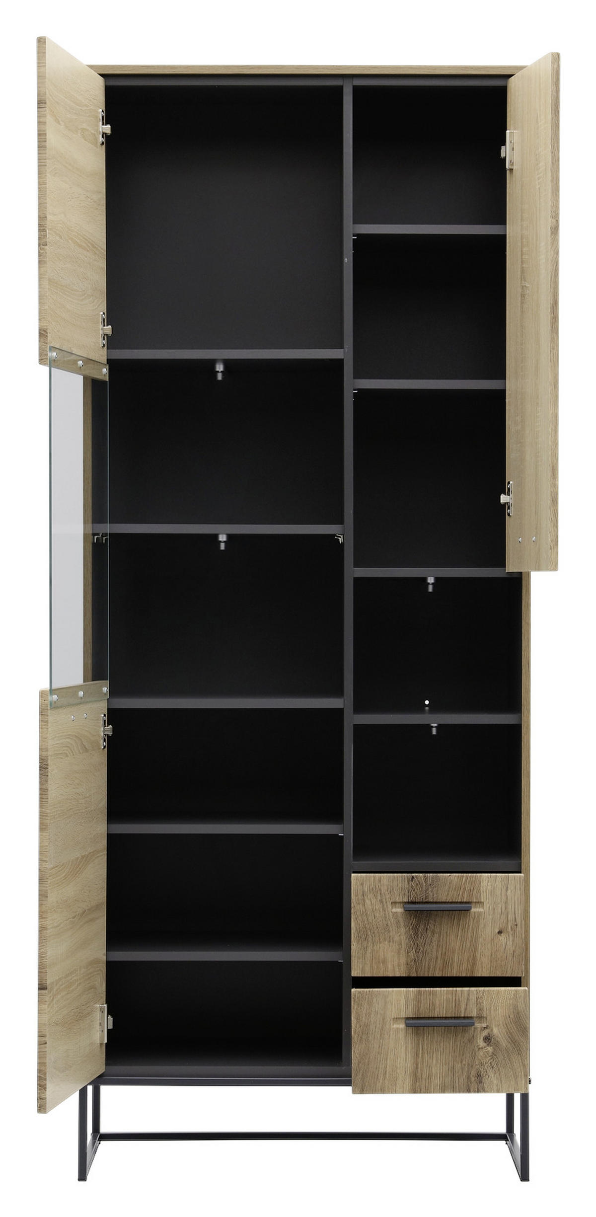 VITRIN grafitszürke, tölgyfa  - grafitszürke/tölgyfa, Modern, faalapú anyag/Üveg (79/196/38cm) - Hom`in