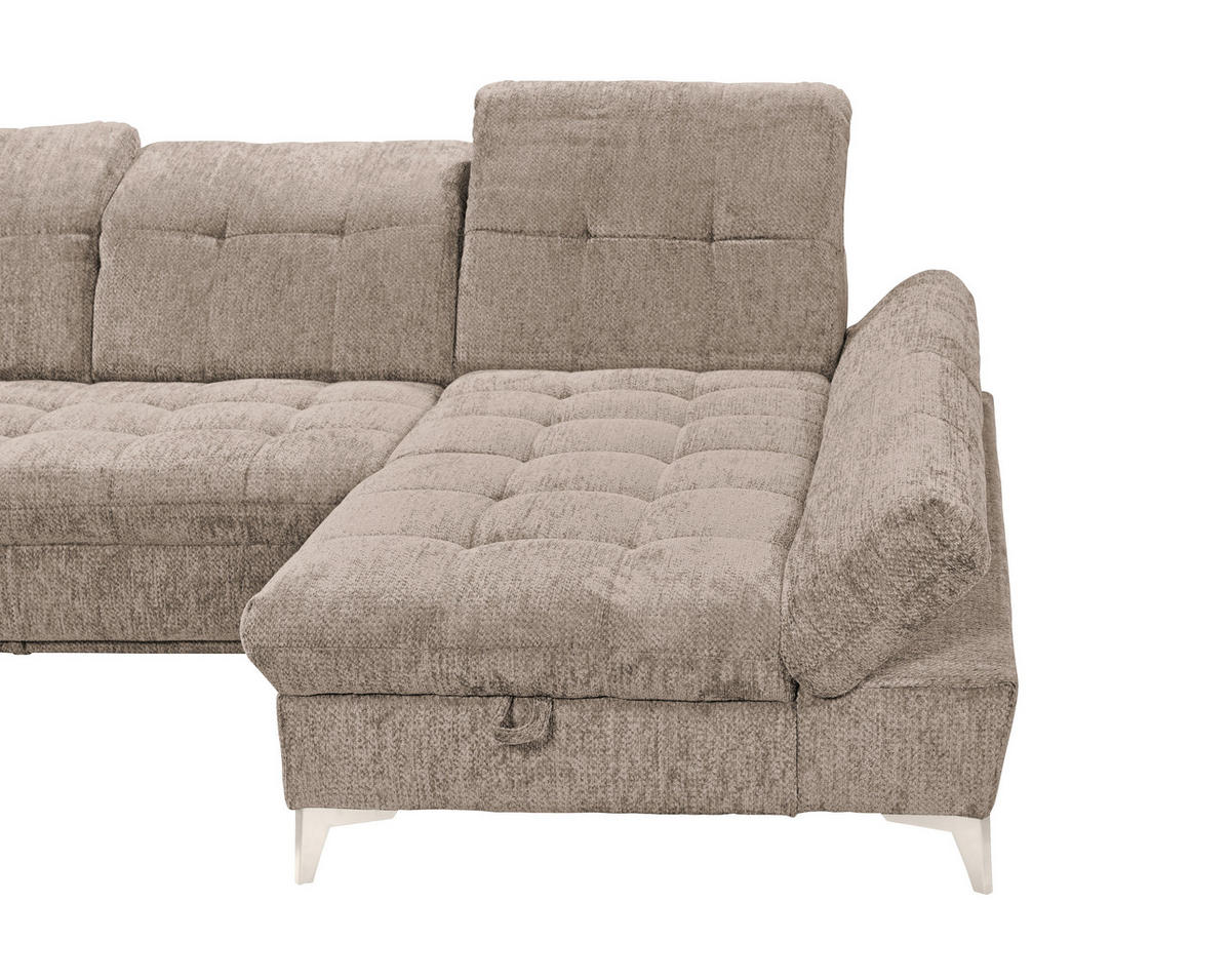 WOHNLANDSCHAFT Mikrovelours Beige  - Kaschmir/Beige, Modern, Kunststoff/Textil (245/348/168cm) - MID.YOU