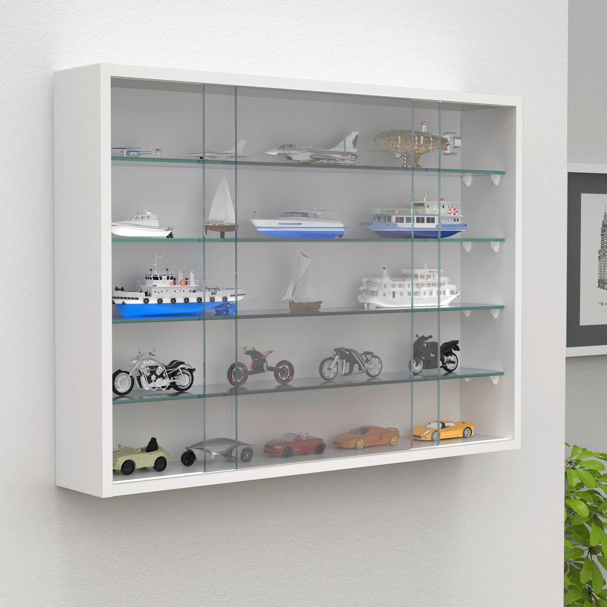 HÄNGEVITRINE in Weiß  - Transparent/Weiß, Design, Glas/Holzwerkstoff (75/55/12cm) - MID.YOU