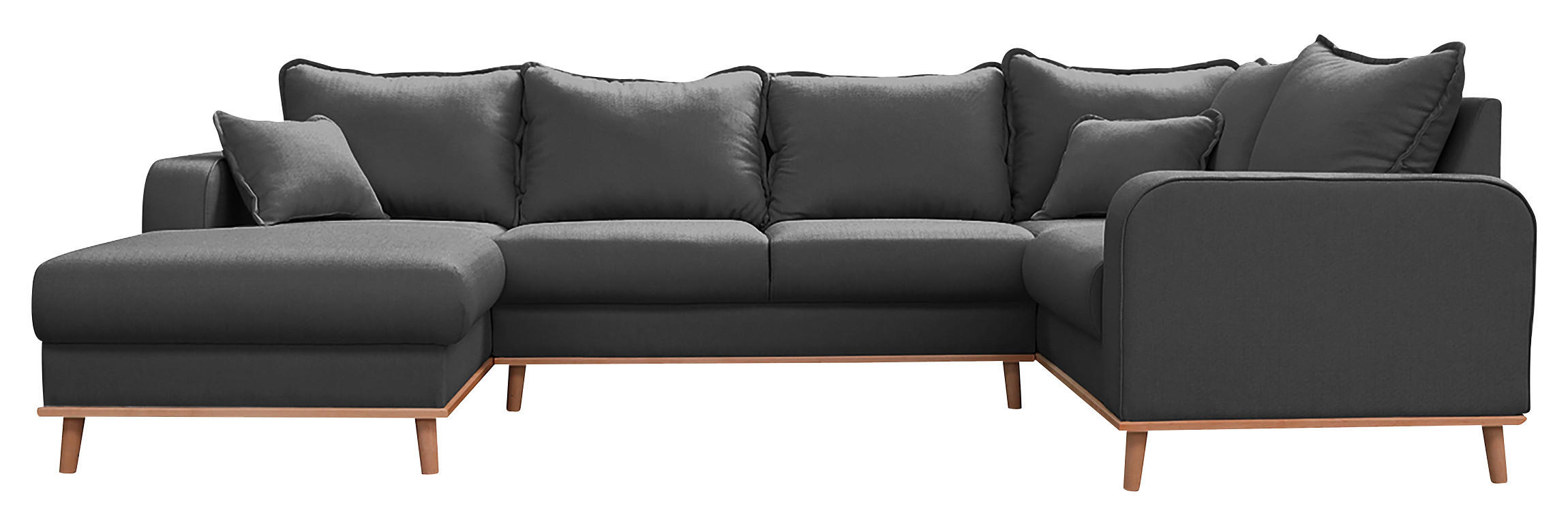 WOHNLANDSCHAFT Dunkelgrau  - Wengefarben/Dunkelgrau, Design, Holz/Textil (170/296/167cm) - Livetastic