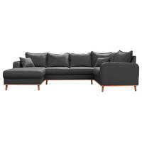 WOHNLANDSCHAFT in Dunkelgrau  - Wengefarben/Dunkelgrau, Design, Holz/Textil (170/296/167cm) - Livetastic