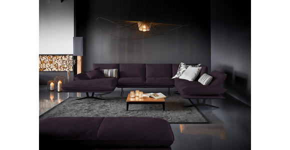 WOHNLANDSCHAFT in Echtleder Violett - Violett/Schwarz, Natur, Leder/Metall (155/359/217cm) - Dieter Knoll