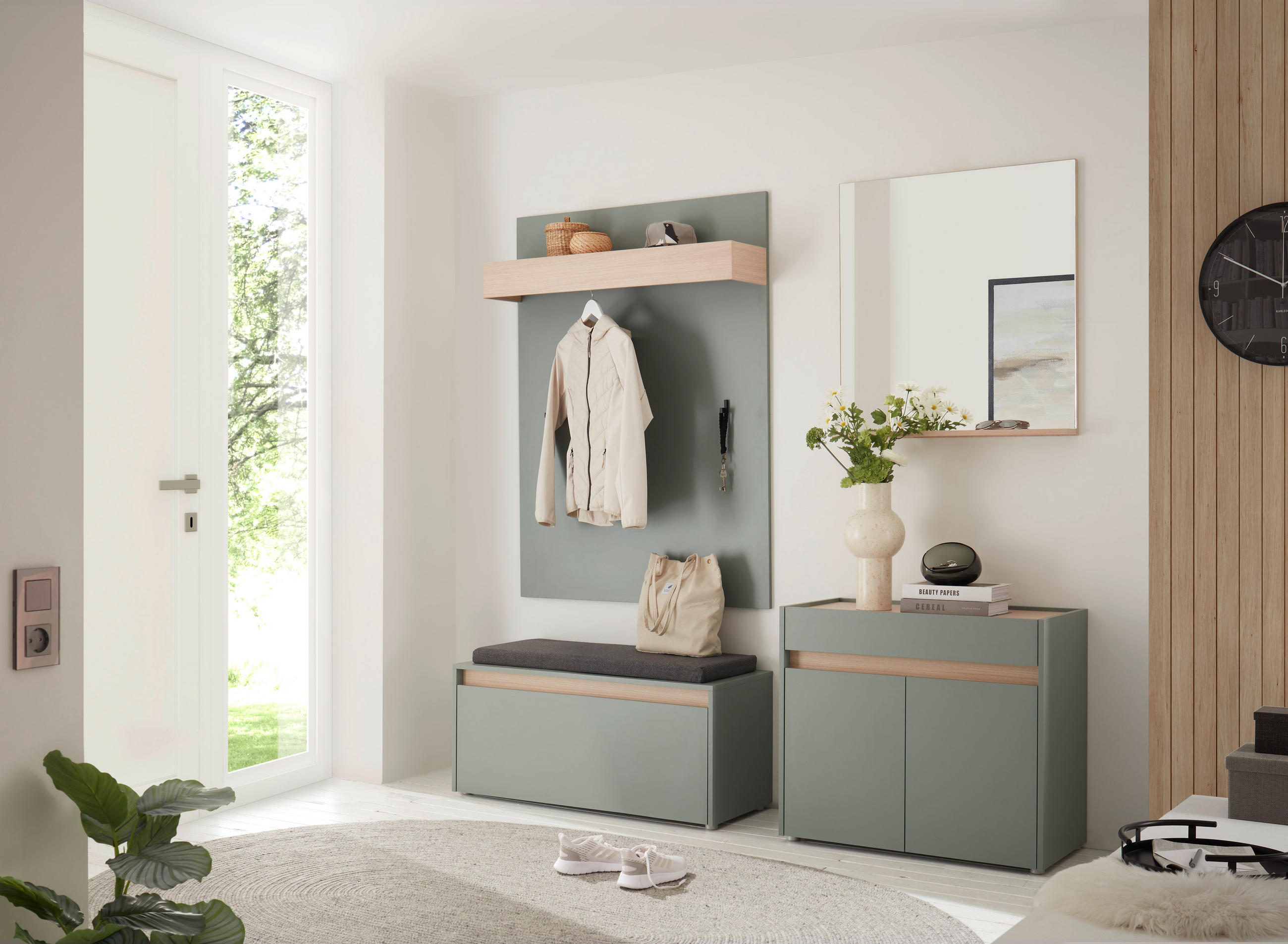 Modante Garderobe Eiche, Salbeigrün 190x200x40 cm