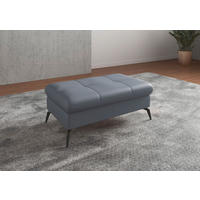 HOCKER in Leder Graublau  - Graublau/Schwarz, KONVENTIONELL, Leder/Metall (102/47/69cm) - Sit & More