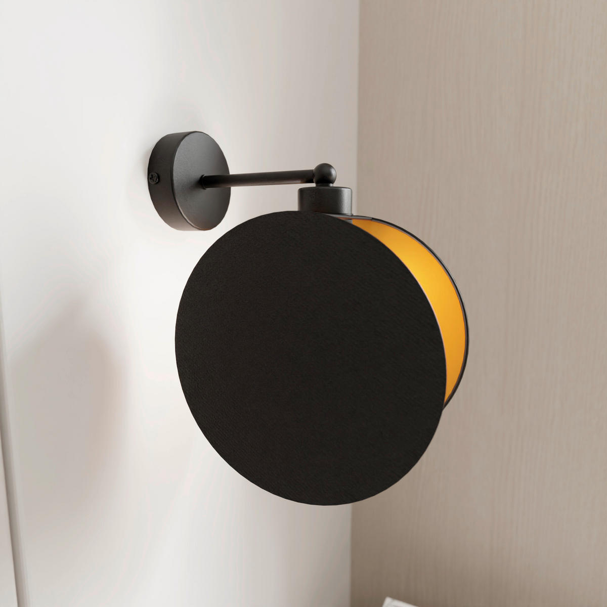 WANDLEUCHTE  20/22/26 cm    - Schwarz, Design, Textil/Metall (20/22/26cm)