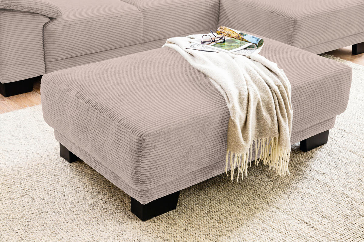 ECKSOFA in Cord Taupe  - Taupe/Schwarz, Design, Holz/Textil (270/174cm) - Pure Home Lifestyle