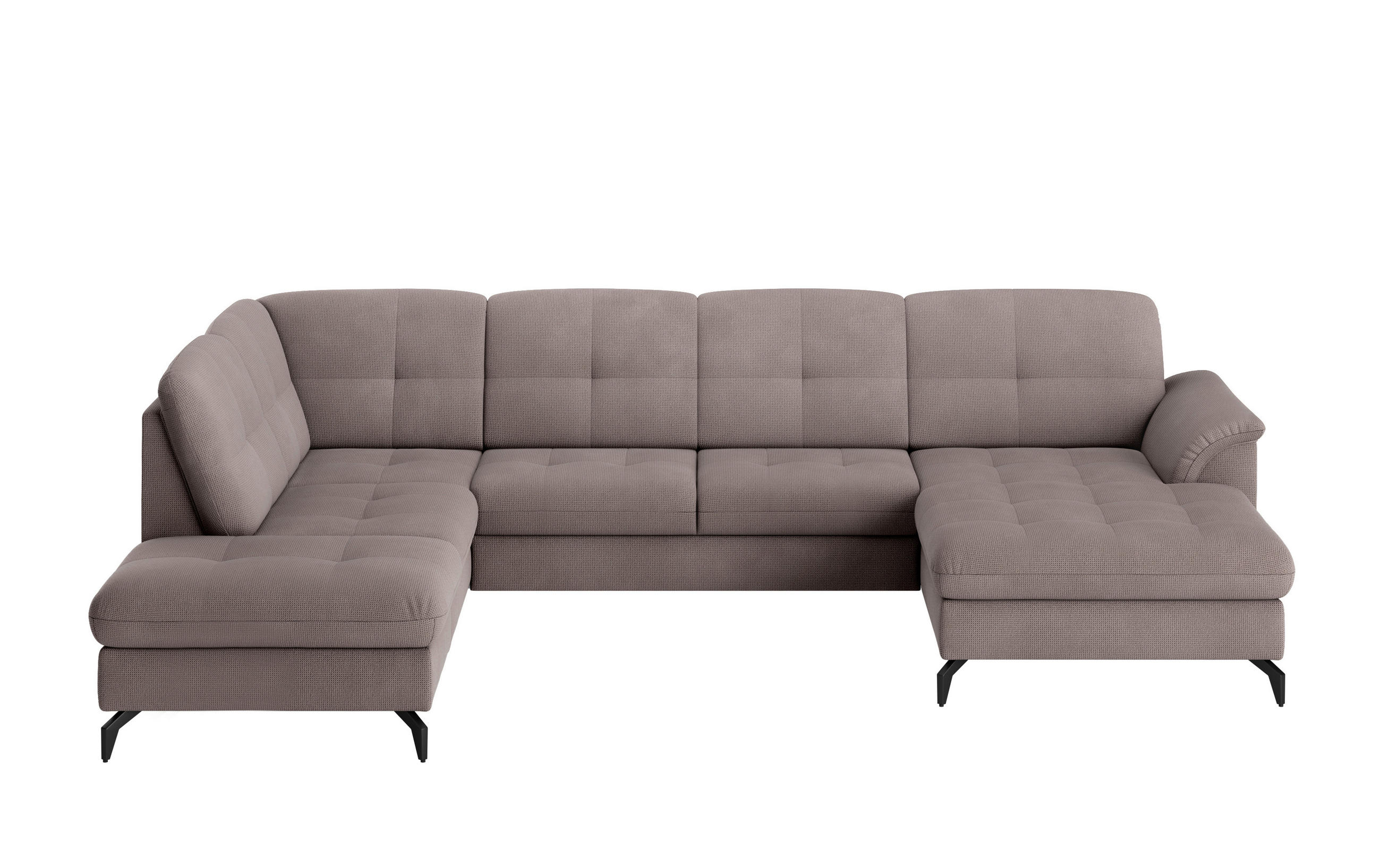 Thumbnail - Sit & More Wohnlandschaft Zora E, Taupe, Textil, 7,5-Sitzer, Ottomane links, U-Form, 319x212 cm, Goldenes M, Oeko-Tex® S...