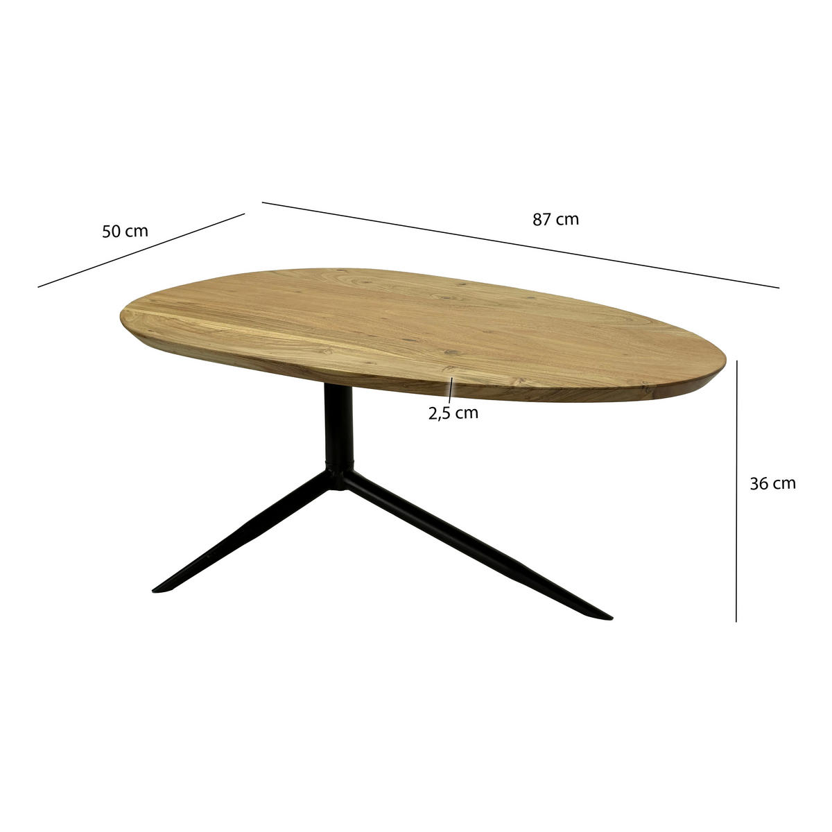KLUBSKA MIZA, rjava  - črna/rjava, Design, kovina/les (87/50/36cm) - MID.YOU