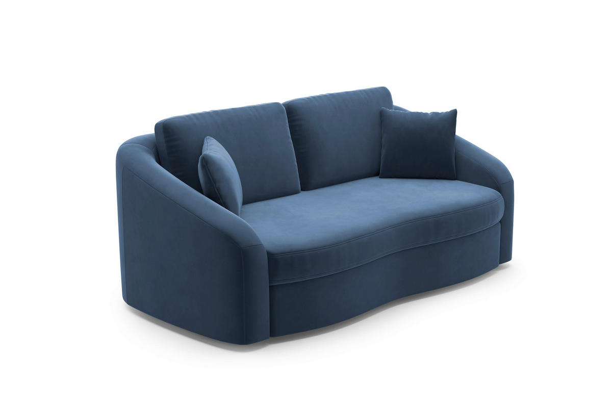 2,5-SITZER in Samt Blau  - Blau/Schwarz, Modern, Kunststoff/Textil (196/88/107cm) - Sit & More