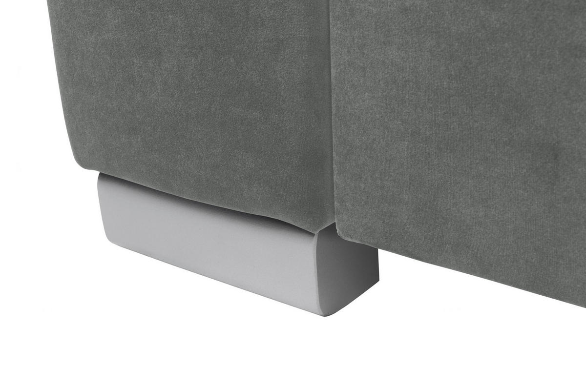 ECKSOFA in Velours Grau  - Alufarben/Grau, Design, Holz/Textil (243/186cm) - MID.YOU
