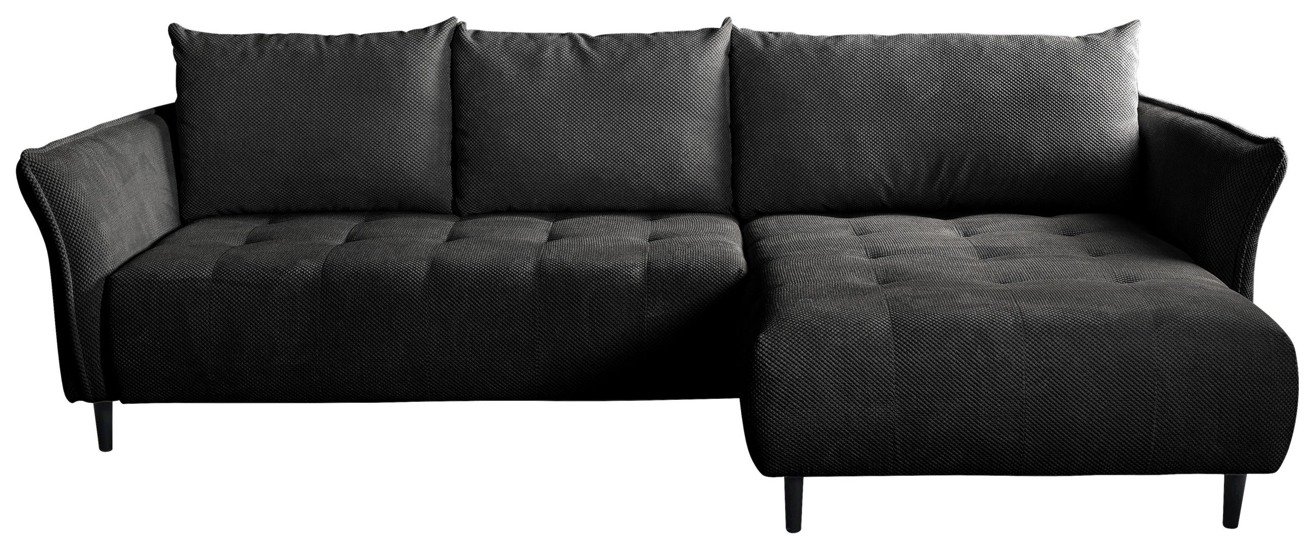 ECKSOFA MONTE CARLO Schwarz Struktur, Plüsch  - Schwarz, Trend, Textil (290/160cm) - MID.YOU