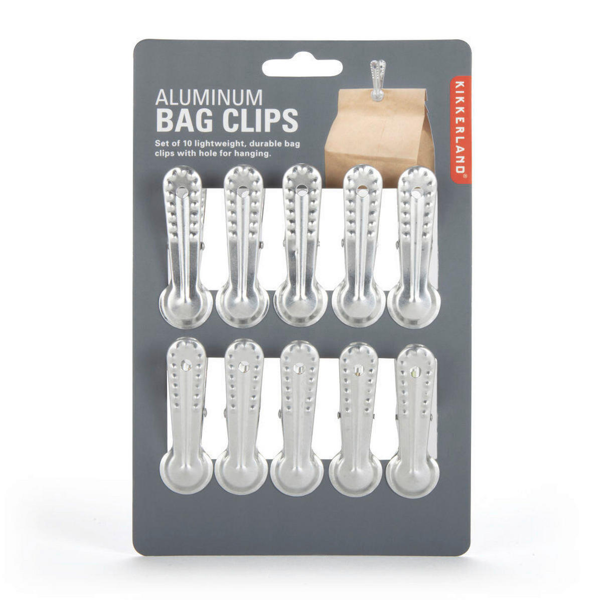 SVORKY NA SÁČKY - barvy stříbra, Basics, kov (20,45/25,92/61,78cm) - Kikkerland